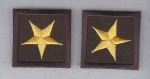 1 Star rank insignia collar patches 1.5" GOLD ON BROWN